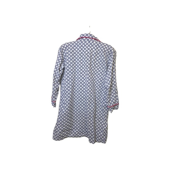 MARIGOT Block Print Night Shirt Blue Geometric Pajama Dress Size M Msrp $105 - Picture 3 of 10